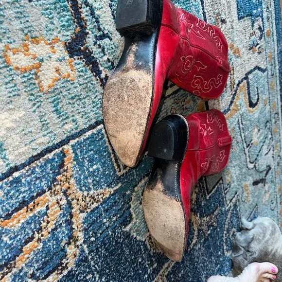 Lucchese Red Leather Western Boots - Picture 5 of 5